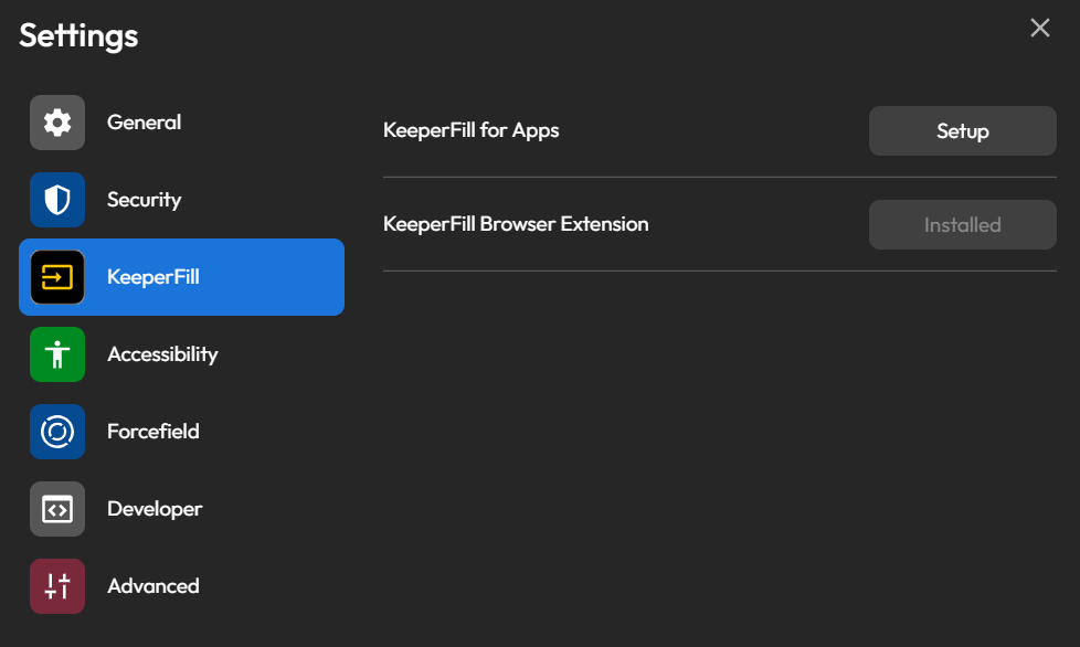 KeeperFill installation or phone autofill settings