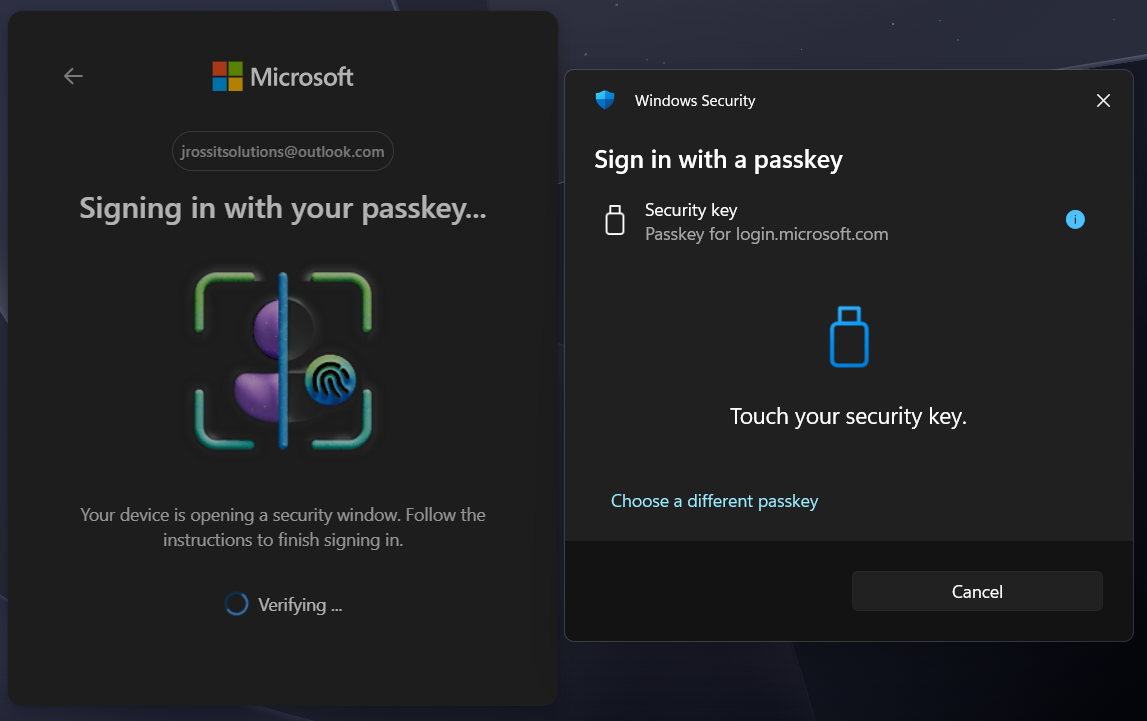 Microsoft security-key sign-in prompt