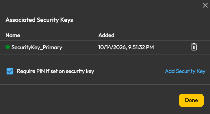 Keeper registered-key list - primary and backup